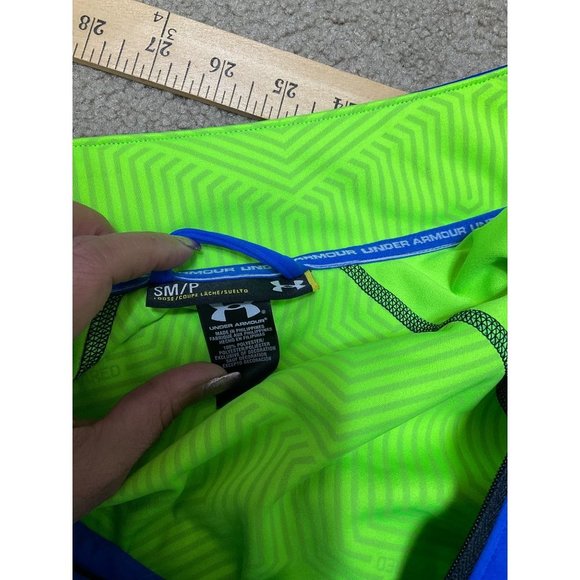 UNDER Armour Men's Blue Pullover 1/4 Zip Size SM/P Electric Blue Green - Picture 7 of 8